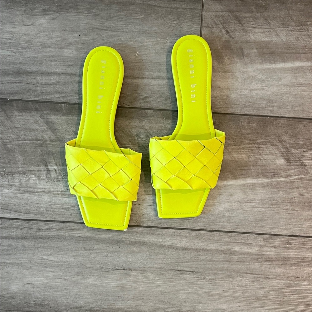Gianni Bini Neon Yellow Slide Sandals